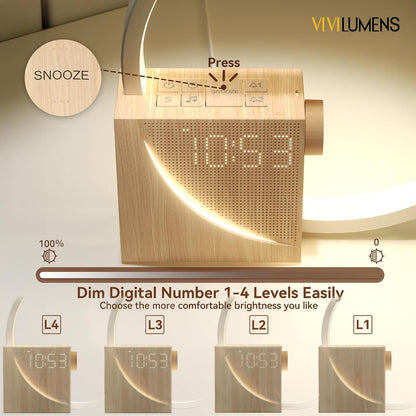 Bedroom Alarm Clock with Sunrise, Sound Machine, Nightlight