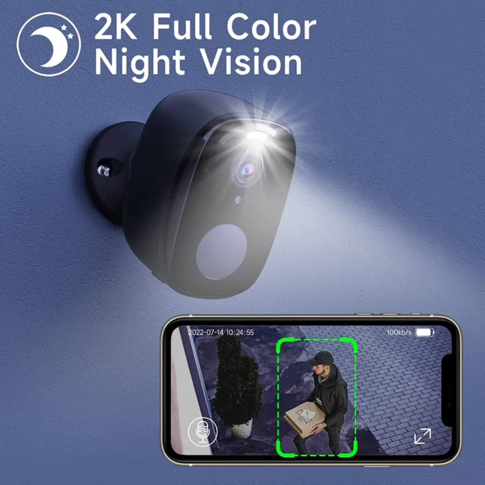 Solar Powered Security Cameras Wireless Outdoor Battery Powered 4MP Surveillance 2.4Ghz/5Ghz Wifi Cameras for Home Security outside PIR/AI Motion Detection Waterproof Color Night Vision 2-Way Audio