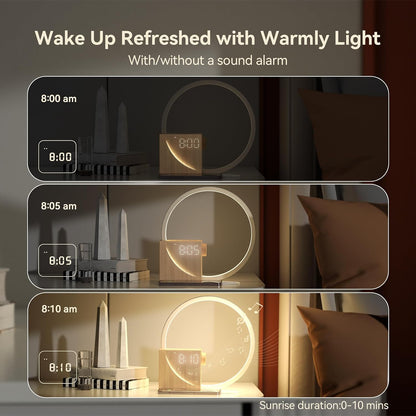 Bedroom Alarm Clock with Sunrise, Sound Machine, Nightlight