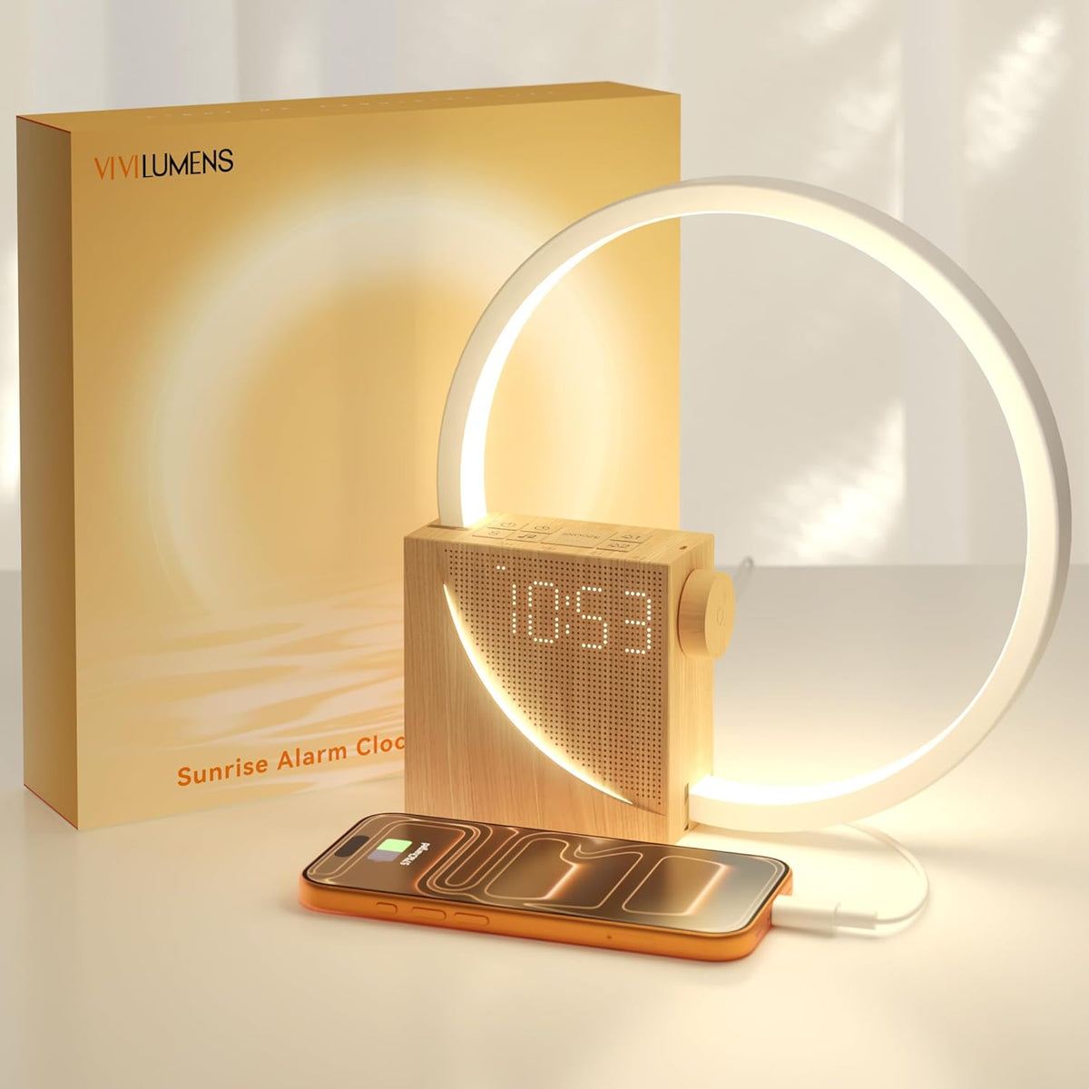 Bedroom Alarm Clock with Sunrise, Sound Machine, Nightlight