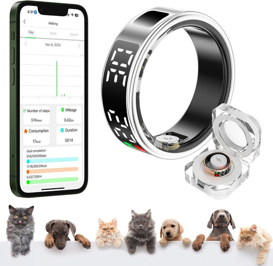 2025 New Smart Ring for Men & Women Multifunction Display Screen Sleep/Heart Rate/Health Tracker Fitness Smart Ring Female Cycle Tracking Air Gesture Control