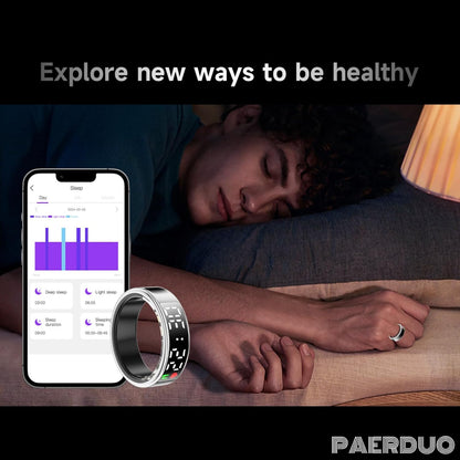 2025 New Smart Ring for Men & Women Multifunction Display Screen Sleep/Heart Rate/Health Tracker Fitness Smart Ring Female Cycle Tracking Air Gesture Control