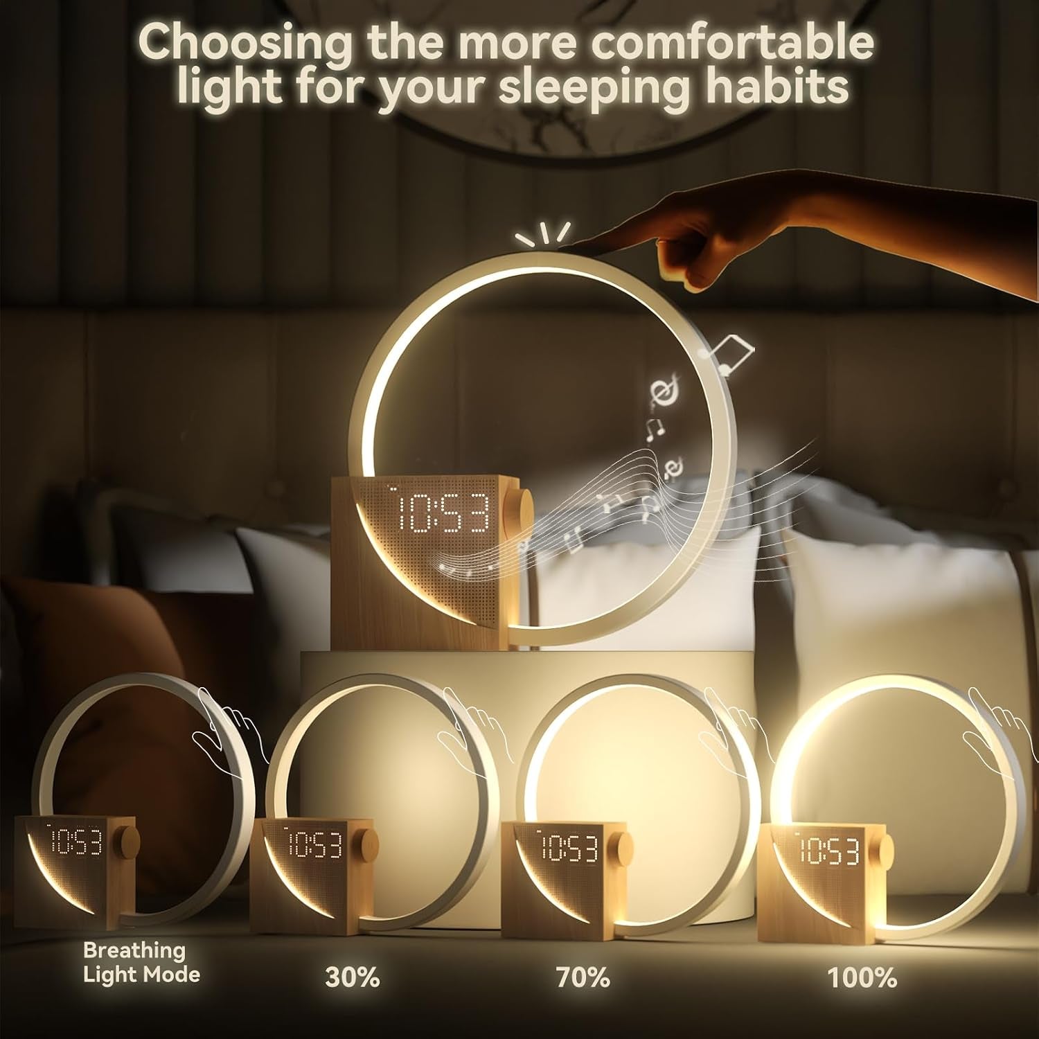 Bedroom Alarm Clock with Sunrise, Sound Machine, Nightlight
