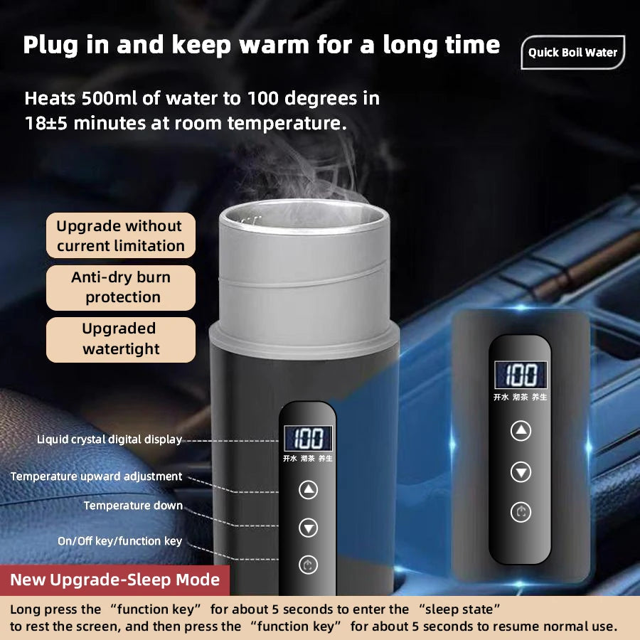 TechGridlyx 12V-24V Portable Car Heating Cup - 500 mL, photo 3 of 27