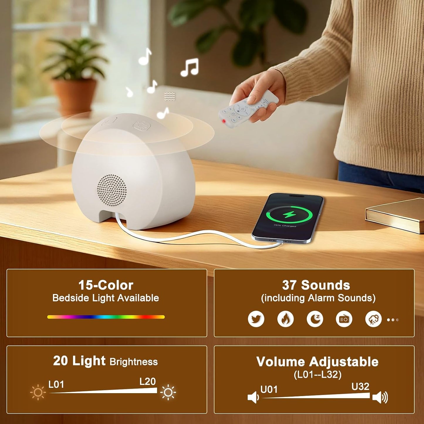 Sunrise Alarm Clock Wake up Light for Heavy Sleeper with Remote